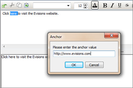 Anchor dialog. Enter the U R L into the dialog.